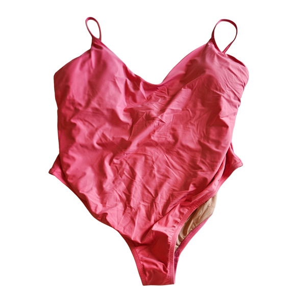 J Crew Scoop Neck One Piece Swimsuit Pink Tea Rose Plus 22 Swim Pool Beach - Picture 2 of 8